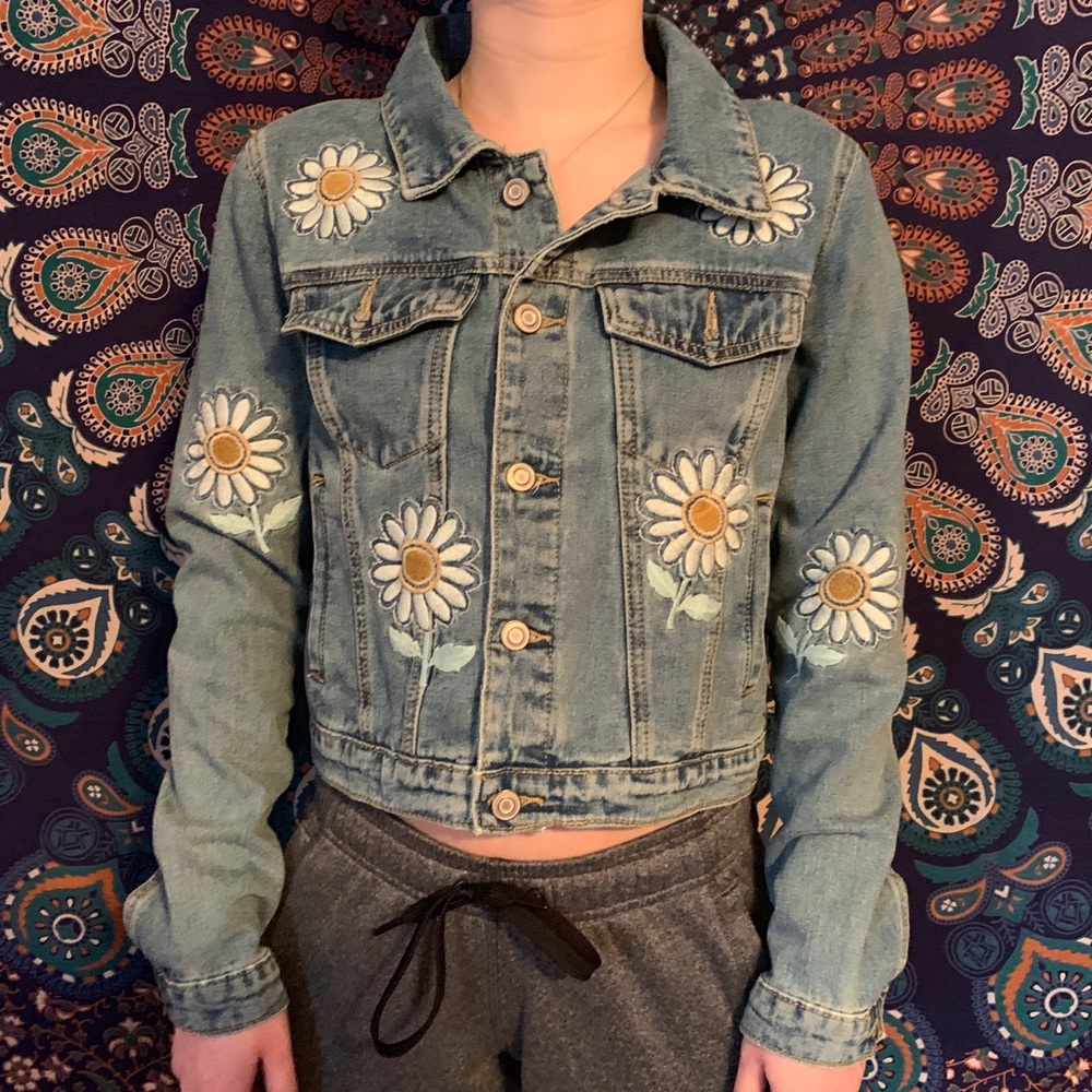 Sunflower Denim Cropped Hippie Jacket